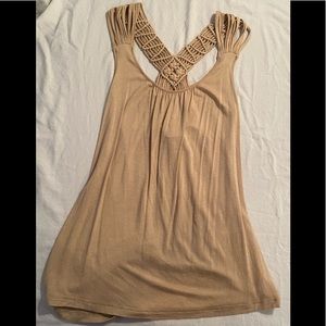 Tan Forever 21 Crocheted-Strap Tank Top (Size S)